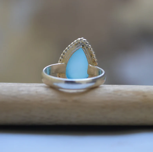 Natural Aqua Chalcedony 925 Sterling Silver Yellow Rose <b>Gold</b> Fill <b>Dainty</b> Statement Wedding <b>Ring</b> Fashion Jewelry Gift Jewelry - Product Image 4