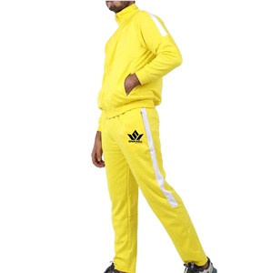 Ensemble de survêtement unisexe noir et rouge, veste zippée intégrale et pantalon de jogging, polyester à séchage rapide, vêtements de sport décontractés avec poches latérales - Product Image 5