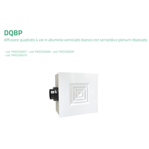 Difusor de Aire Acondicionado Cuadrado de 4 Vías Tecnosystemi DQBP, Aluminio Pintado en Blanco con Compuerta y Plenum Reducido - Product Image 3