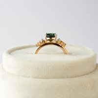 Pendientes de Plata de Ley 925 con Turmalina Verde Corte Esmeralda, Piedra Creada en Laboratorio, Chapados en Oro, Engaste de Garras, Modernos y Únicos para Fiesta