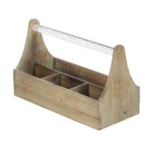 Porte-couverts moderne en bois d'acacia avec poignée Organisateur polyvalent pour la vaisselle pour la cuisine - Product Image 2