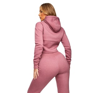 Conjunto de entrenamiento de gimnasia personalizado para mujer, Sudadera con capucha Top corto de algodón de gran tamaño con, chándal de punto largo para la temporada de invierno - Product Image 4