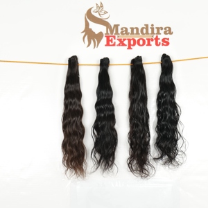 Paquetes de cabello virgen indio negro ondulado natural Cabello humano crudo que no teje extensiones procesadas químicas - Product Image 2