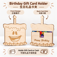 Porte-cartes d'anniversaire en bois en forme de gâteau découpé au laser, organisateur d'enveloppes à monnaie, emballage cadeau pour fête