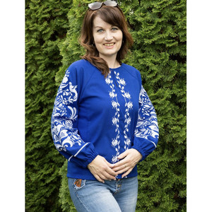 Mini blusa de estilo bohemio azul real ucraniano para mujer, Top tejido bordado para mujer en talla grande, informal para fiesta - Product Image 1