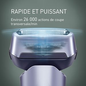 Afeitadora Eléctrica Recargable por USB con 3 Cuchillas, Cabezal Flexible para Uso en Seco/Húmedo, Acero Inoxidable, Resistente al Agua IPX7, Color Morado - Product Image 6