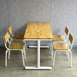 CBCF295 Iron Frame and Rubber Wood Cafe & <b>Restaurant</b> Table & Chair <b>Set</b> Square Pattern Booth Seat for Coffee Shops & Hotels - Product Image 3