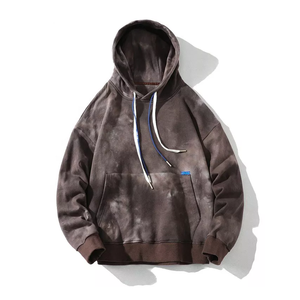 Custom <b>Tie</b>-Dye Printed <b>Zipper</b> Hoodie Men's 100% Cotton Long-Sleeve Casual Thermal Fleece Sweatshirt Winter Embroidered - Product Image 1