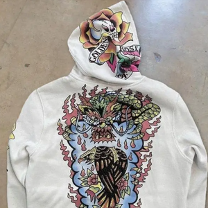 Nuevo Retro hombres Sudadera con capucha patrón impreso estilo perezoso Harajuku gótico hombres y mujeres cremallera Sudadera con capucha Demon Slayer streetwear - Product Image 4