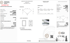 พลอยเพชร1.54ct งามตามมาตรฐาน IGI รูปทรงมรกต VS2มีความชัดเจนหินในห้องทดลอง - Product Image 5