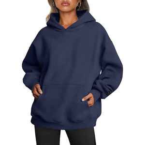 Conjunto de sudadera y Sudadera con capucha y cuello redondo suelto de Color sólido de terciopelo de Invierno para mujer - Product Image 5