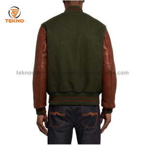 Chaqueta universitaria de mangas de cuero de lana para hombre de alta calidad: elegante e ideal para ropa informal y chaquetas universitarias de estilo clásico OEM - Product Image 6