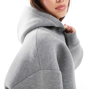 Sudadera con capucha extragrande de algodón 100% de alta calidad para mujer, sudadera en blanco de peso pesado transpirable con capucha gris personalizada - Product Image 6