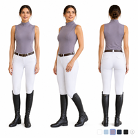 Haut de sport sans manches pour femme, col roulé, respirant, séchage rapide, pour l'équitation