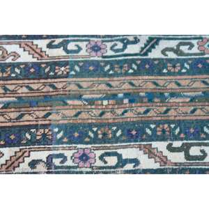 Tapis turc 1,7 x 13,9 pieds, tapis de couloir vintage, tapis persan vert bleu - Product Image 5