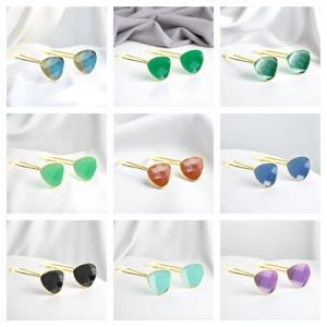 Pendientes de gota con bisel de ónix verde en forma de trillón de plata 925, joyería llamativa chapada en oro para mujer - Product Image 4