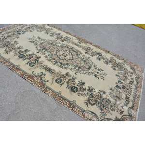 Tradicional Beige marrón grande 5,3X9,6 pies de lana Vintage alfombra turca Patchwork para sala de estar pasillo decoraciones látex - Product Image 4