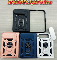 Coque de téléphone pliable antichoc pour Apple iPhone Duo avec anneau magnétique, protection coulissante de l'objectif et anti-rayures