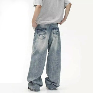 Jeans à coupe régulière personnalisés, style tendance, très vendus, pour les entreprises, denim de haute qualité avec logo personnalisé, décontracté - Product Image 3