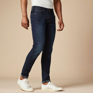 Jeans de Hombre Ajustados con Mezclilla Elástica, Corte Moderno, Cintura Cómoda, Ropa Casual para Uso Diario, Oficina, Estilo Urbano, Duraderos y a la Moda - Product Image 1