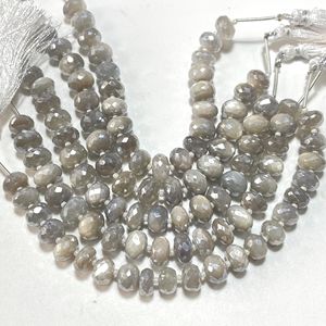 Perles en forme de rondelle à facettes enduites de pierre de lune, perles de couleur grise mystique de pierre de lune, boutique de perles en gros - Product Image 1