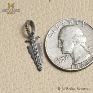 925 argent Sterling diamant pavé flèche tête pendentif à breloque mode bijoux faits à la main nouveau pendentif minimaliste - Product Image 5