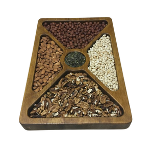 Plateau à collation en bois naturel écologique fait à la main plateau de service divisé floral traiteur bol à noix plat à bonbons pour la décoration intérieure - Product Image 3