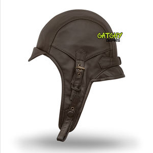 Classic Black <b>Leather</b> Aviator <b>Hat</b> with Ear Flaps & Adjustable Strap - Product Image 4