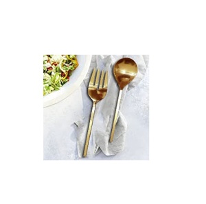 Cuchara de servidor de ensalada de acero inoxidable, mango de latón decorativo, herramienta de ensalada personalizada, juego de cuchara y tenedor para servir - Product Image 1