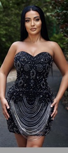 Rajgadhia exporte taille personnalisée lin robe de soirée 116 plein perlé travail manuel luxe taille naturelle pour les fêtes de mariage quantité minimale de commande 5 - Product Image 3