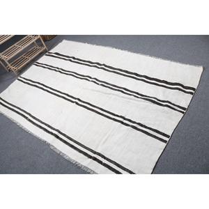 พรมตุรกีขนาด 6.7x4.9 ฟุต ลายพืชและต้นไม้สีขาววินเทจ ทำจากขนสัตว์ - Product Image 2