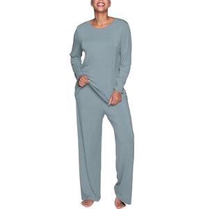 <b>Women's</b> <b>Thermal</b> 100% Silk Sueded Jersey Pyjama Set Crew <b>Top</b> & Pant Sleepwear - Product Image 6
