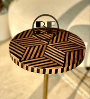 Table de boisson décorative pour la maison moderne avec incrustation de motif brun noir pliable et enduit noir fabriqué par des exportations flagrantes