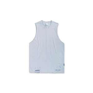 เสื้อกล้ามออกกำลังแขนกุดสำหรับผู้ชาย Oem/odm เสื้อแขนกุดผ้าโพลีเอสเตอร์ตาข่ายสีพื้นถักแบบออกแบบได้เองสำหรับฤดูร้อน - Product Image 6