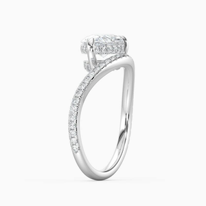 <b>Emerald</b> Cut Diamond Engagement <b>Ring</b> White Gold Pave Setting Classic Women's Fine Jewelry - Product Image 3