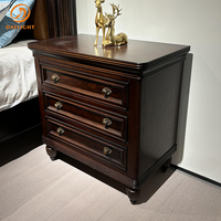 Villa de luxe Table de chevet vintage en bois massif Chambre à coucher classique personnalisable Ensemble de meubles royaux antiques Table de nuit design hôtelier