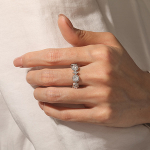 Jeulia Celestial Star <b>Circle</b> Eternity <b>Ring</b> Sterling Silver with Gold Plated Inlay - Product Image 4