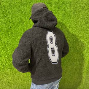 เสื้อฮู้ดแบบสวมหัวมีซิปโอเวอร์ไซส์ผ้าฝ้าย100% ผสมดีไซน์แบบหนัก - Product Image 3