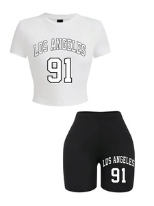 2025 Stylish 3D Printed Shorts Shirt Top Quality 100% Cotton Premium 2 Piece <b>Set</b> Women Custom Breathable Women's <b>Sets</b> - Product Image 3