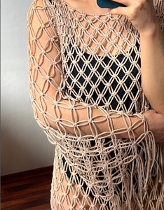 Vestido de playa de macramé, Vestido de playa boho, vestido para fiesta en la playa Crop Top Vestido de playa de macramé para mujer - Product Image 3