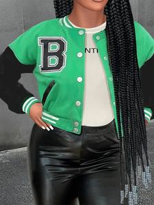 Nouveau Letterman veste vêtements d'hiver femmes manteau dames polaire personnalisé varsity veste en cuir recadrée varsity veste femmes - Product Image 6