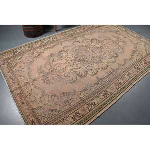 Alfombra de lana turca marrón vintage de 5,9x9,3 pies, tejido plano de retazos, respetuoso con el medio ambiente, para comedor, respaldo de látex para adolescentes - Product Image 2