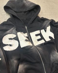 Ensemble survêtement vintage pour homme avec logo personnalisé brodé, sweat à capuche zippé intégral et pantalon de jogging en molleton 100% coton, coupe pattes d'éléphant, pour l'hiver - Product Image 3
