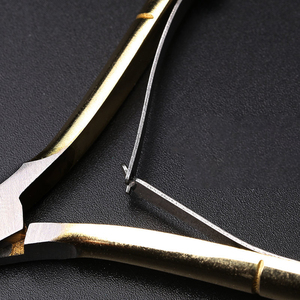 D501 profesional de acero inoxidable oro doble resorte cutícula Clipper Alicates para uñas de dedo - Product Image 6