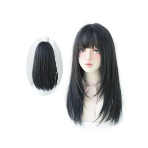 Extension de cheveux pour femmes 14 pouces court droit noir Bob coupe perruque épaule longueur cheveux perruques avec frange pour un usage quotidien au meilleur prix