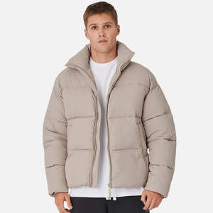 Wholesale Men's Casual Zipper Puffer <b>Jacket</b> for Winter Windproof Worsted Customize Logo Design All Colors Available Polyester - Product Image 1