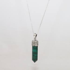 Pendentif en argent sterling 925 de qualité supérieure, serti de pierres d'améthyste en forme de crayon, tendance, élégant, cadeau unisexe - Product Image 1