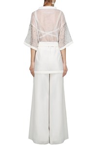 Vestido de fiesta formal de longitud completa con cuentas, gasa floral, vaina ajustada, manga larga, cintura natural, tamaño libre, seda lavable - Product Image 3