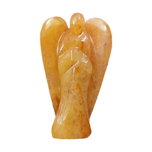 Venta al por mayor New Age cristal curación Natural Ángel tallado amarillo calcita ágata piedras preciosas figuritas Reiki Feng Shui religioso - Product Image 2