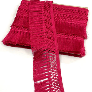 พู่ถักโพลีเอสเตอร์33ซม. ดีไซน์แฟชั่นประดับด้วยผ้าไหมผ้าฝ้ายขอบโลหะแท่งสำหรับตกแต่งเสื้อผ้าและผ้าม่าน - Product Image 1